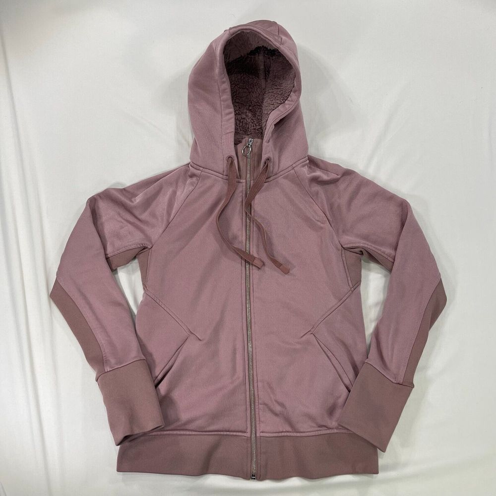 Athleta Triumph Luxe Lined Hoodie Womens Small Pink Full Zip Jacket‎ - Picture 3 of 13